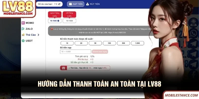 Hướng dẫn thanh toán an toàn tại LV88 